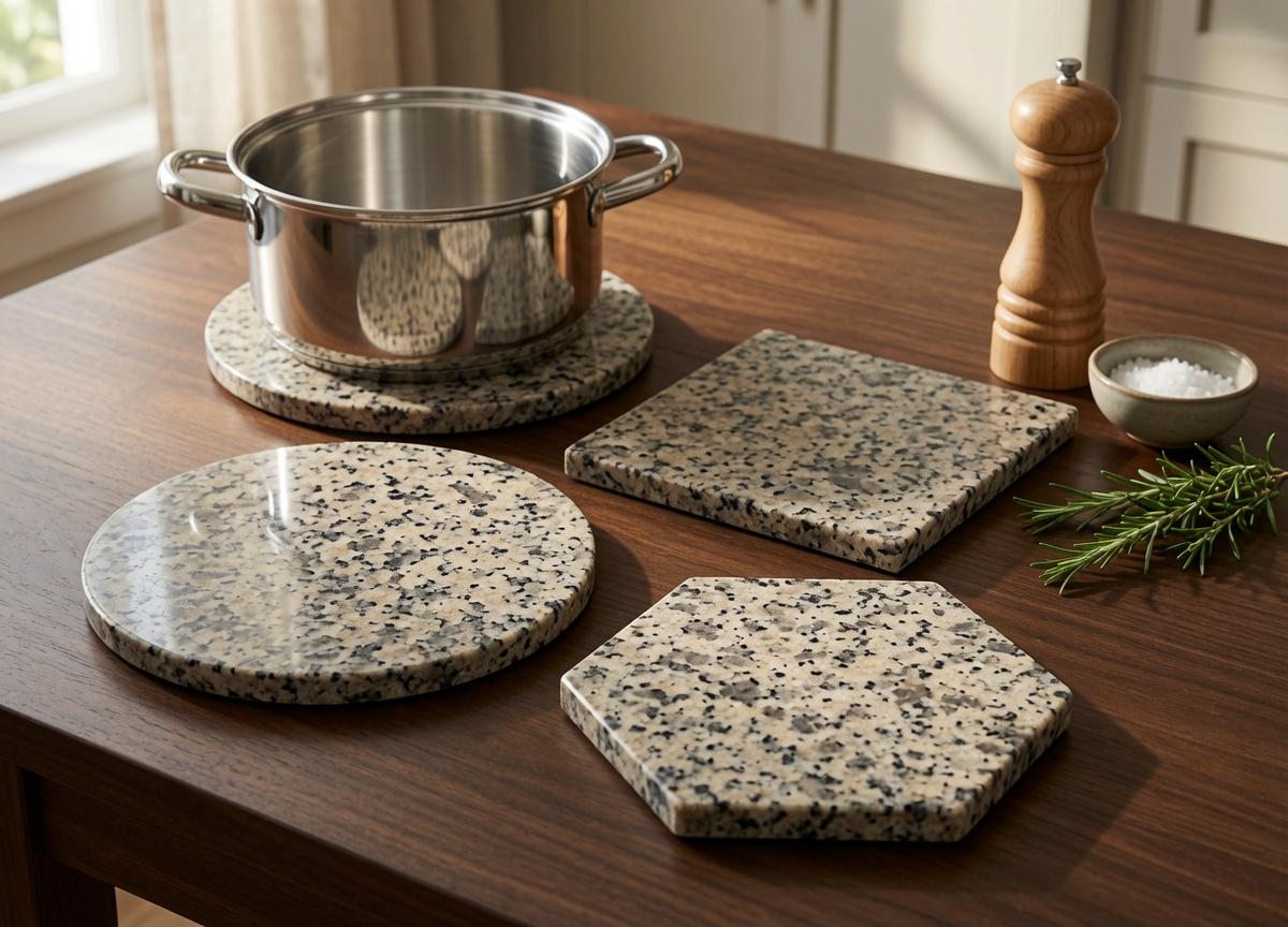 Beige Mara Granite Trivets,  Hot plate. Perfect to protect your table from hot pots 9" circle, also square, and hexagon. Free Shipping