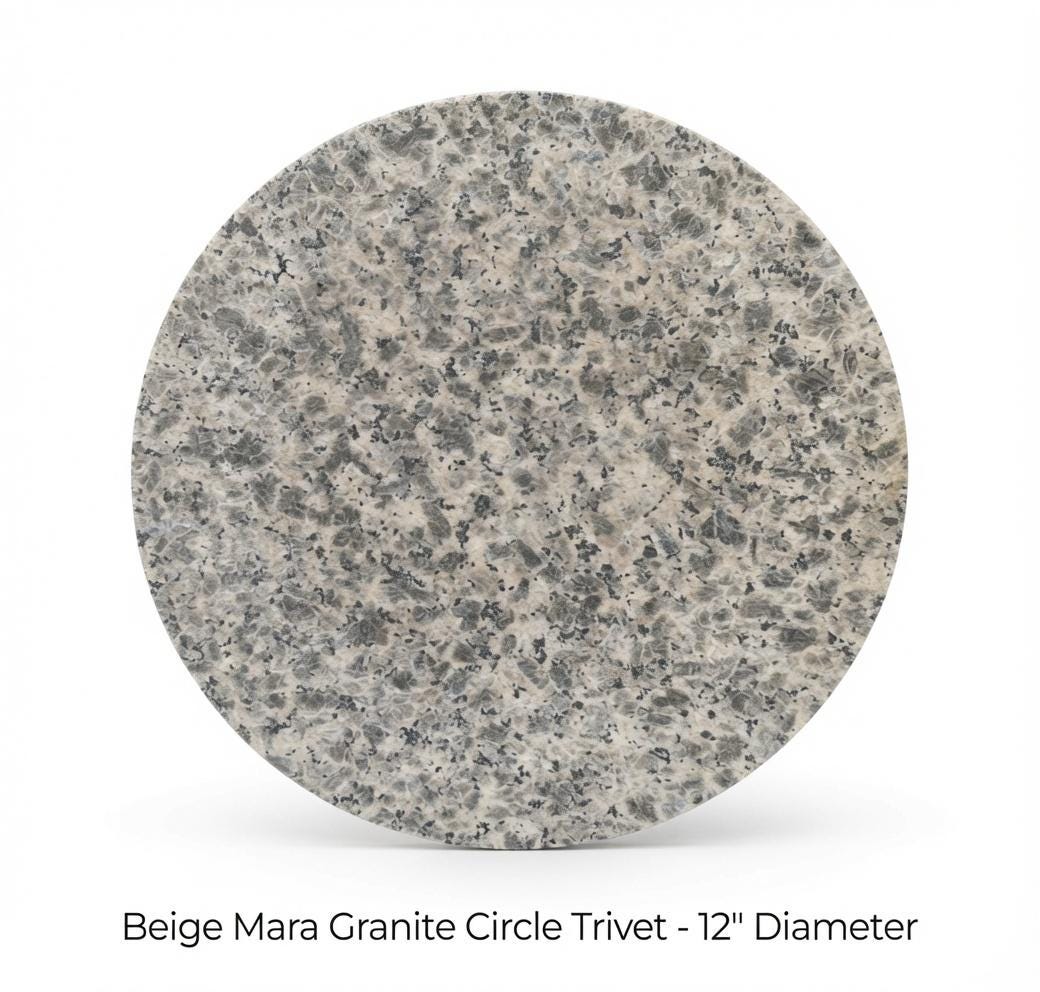 Beige Mara Granite Trivets,  Hot plate. Perfect to protect your table from hot pots 12" circle, also square, and hexagon. Free Shipping