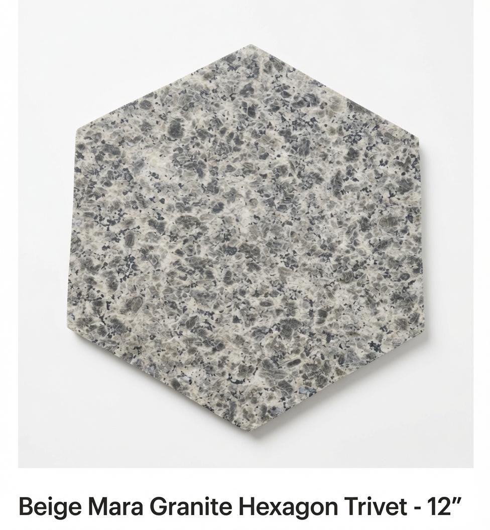 Beige Mara Granite Trivets,  Hot plate. Perfect to protect your table from hot pots 12" circle, also square, and hexagon. Free Shipping