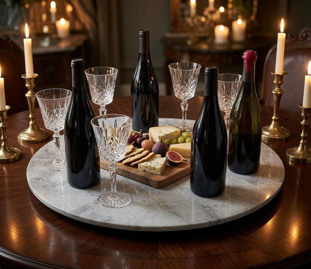 Plata Reserve Grey Marble Lazy Susan in many sizes up to 24" diameter FREE SHIPPING