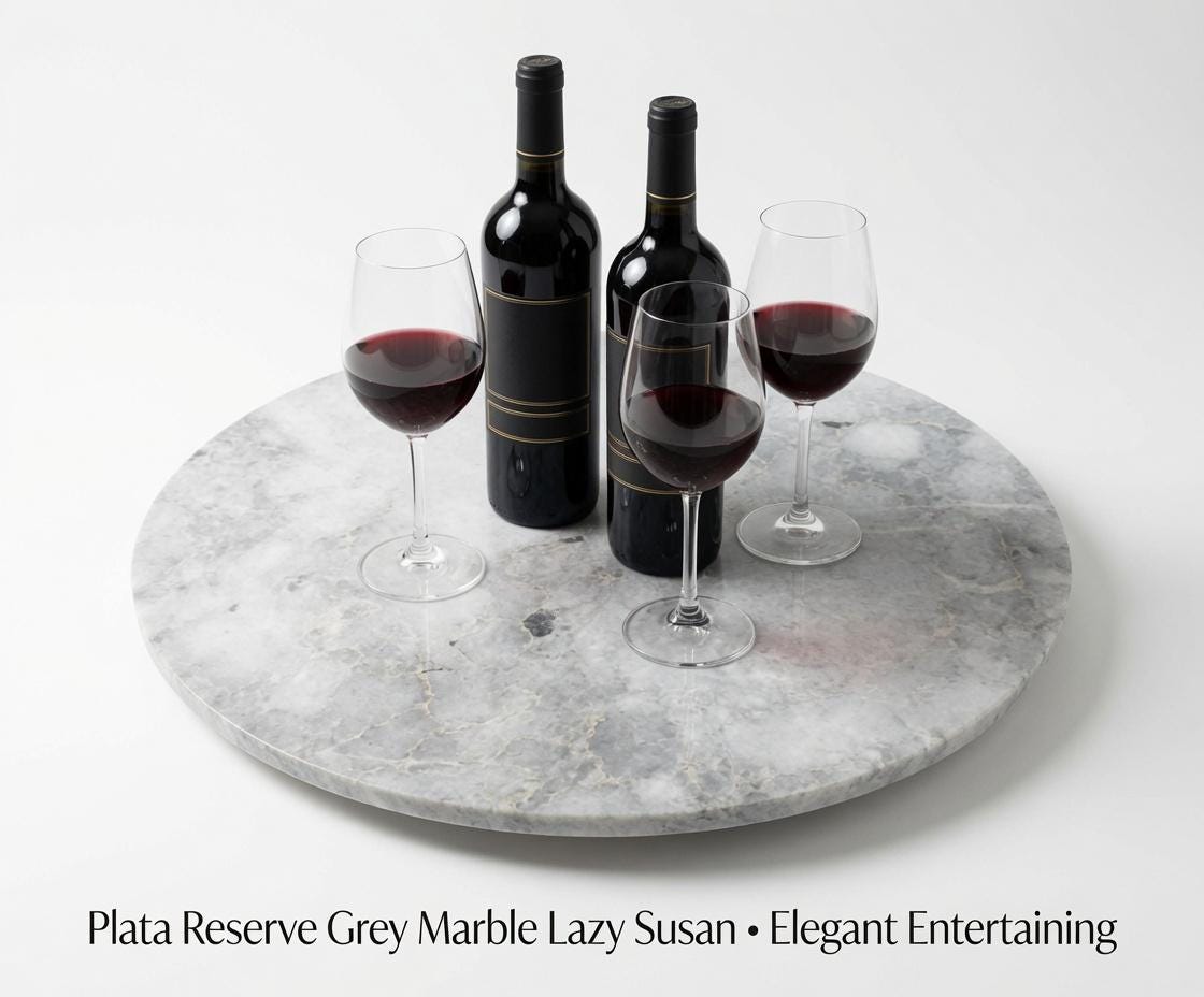 Plata Reserve Grey Marble Lazy Susan in many sizes up to 24" diameter FREE SHIPPING