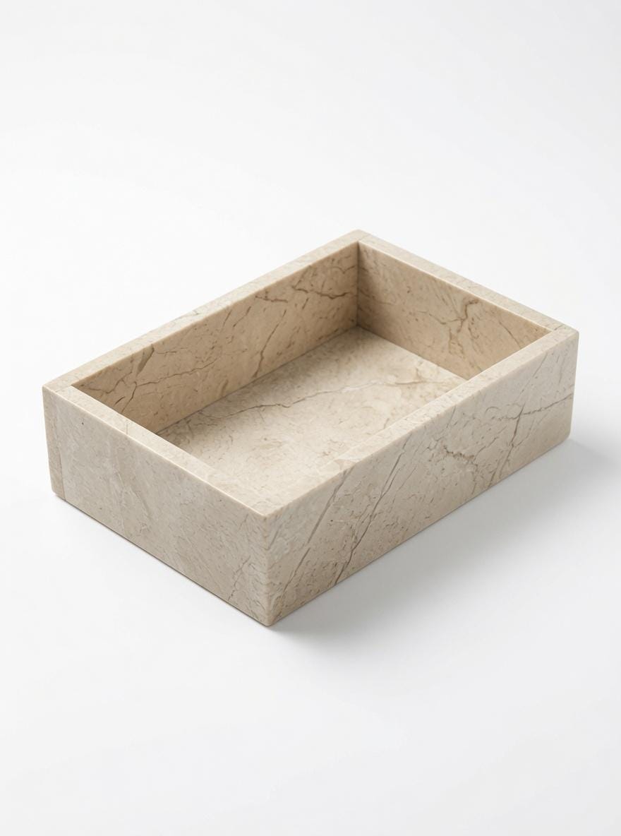 Royal Beige Marble tray/box 10 3/4" × 6 1/4" height 4" a perfect elegant storage box for office kitchen or anywhere free shipping