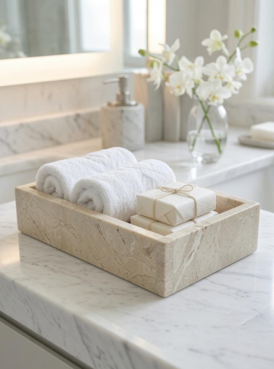 Royal Beige Marble tray/box 10 3/4" × 6 1/4" height 4" a perfect elegant storage box for office kitchen or anywhere free shipping
