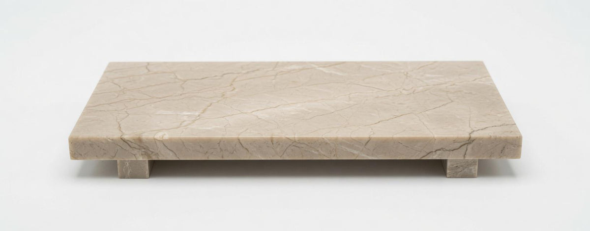 Marble display tray with risers available in many stone an elegant bathroom addition.