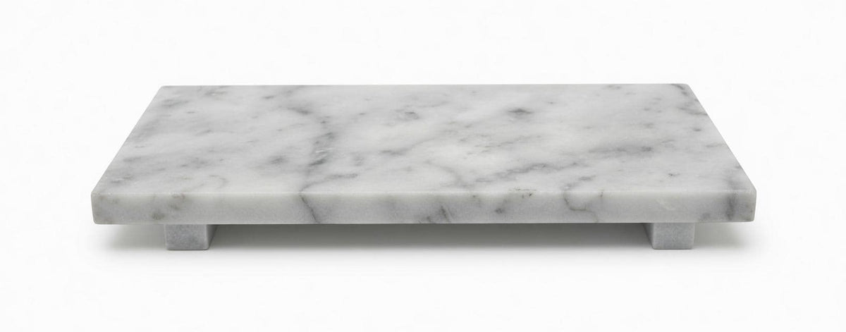 Marble display tray with risers available in many stone an elegant bathroom addition.
