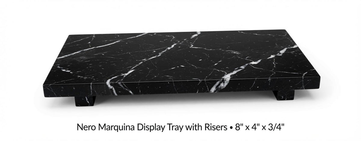 Marble display tray with risers available in many stone types an elegant bathroom addition.