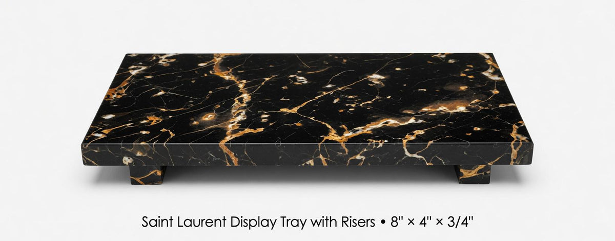 Marble display tray with risers available in many stone types an elegant bathroom addition.