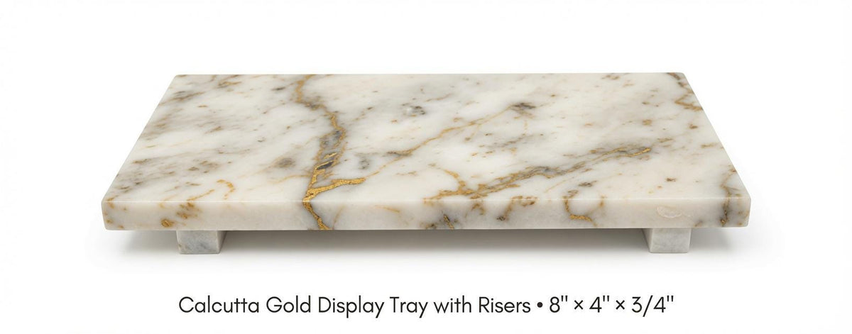 Marble display tray with risers available in many stone types an elegant bathroom addition.