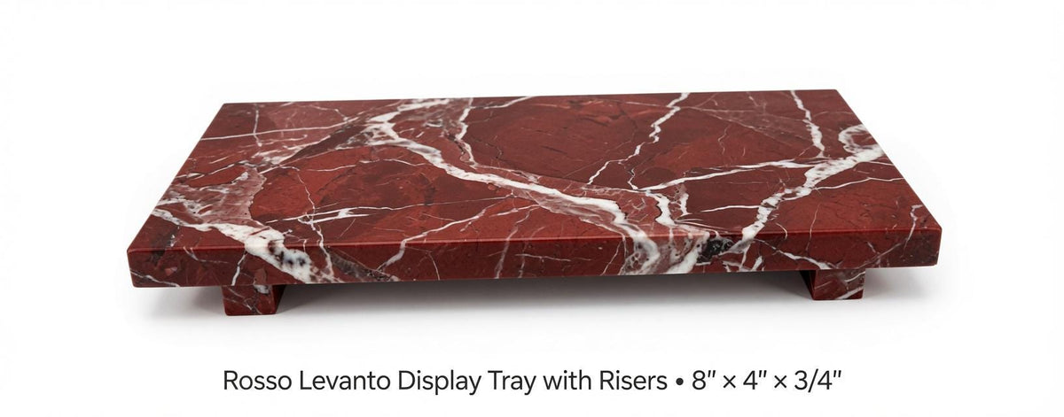 Marble display tray with risers available in many stone types an elegant bathroom addition.