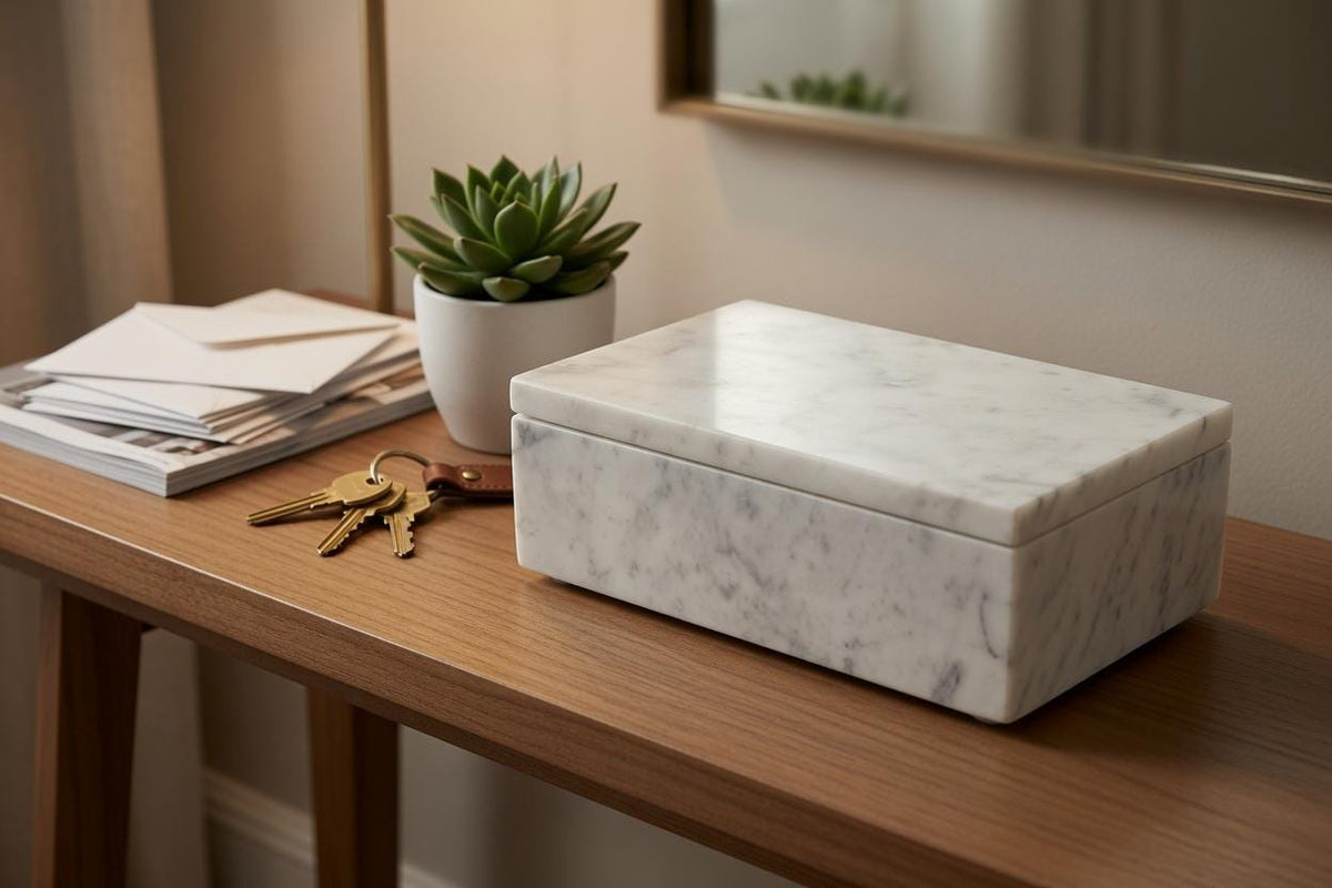 Handmade Bianco Carrara Marble Box 8"×5" height 2 1/2" or message for custom size Free Shipping