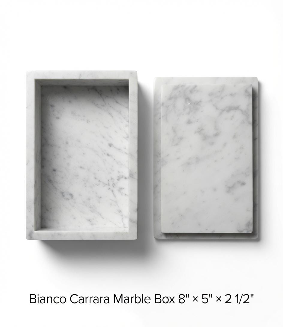 Handmade Bianco Carrara Marble Box 8"×5" height 2 1/2" or message for custom size Free Shipping