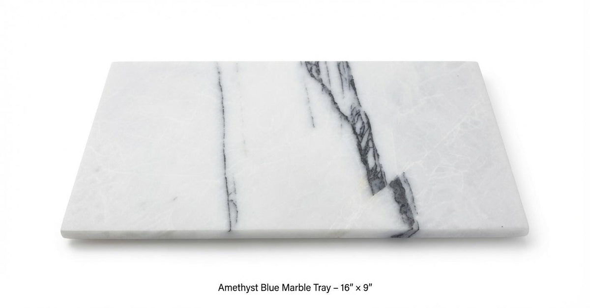 Handmade Amethyst Blue Marble Tray 16" × 9" perfect for your centerpiece or beautiful decor. Free Shipping to USA