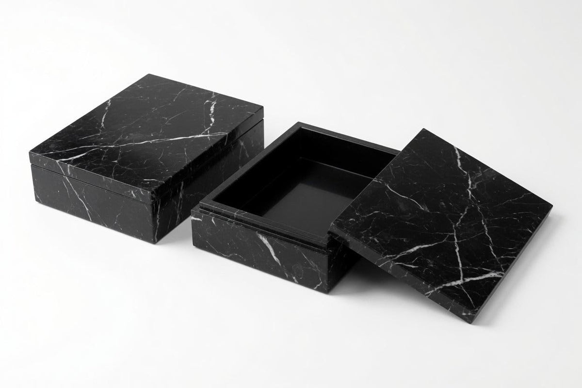 Nero MarquinaMarble photo box 8"×6" height 2" fits 5×7 pictures perfectly Handmade Free Shipping