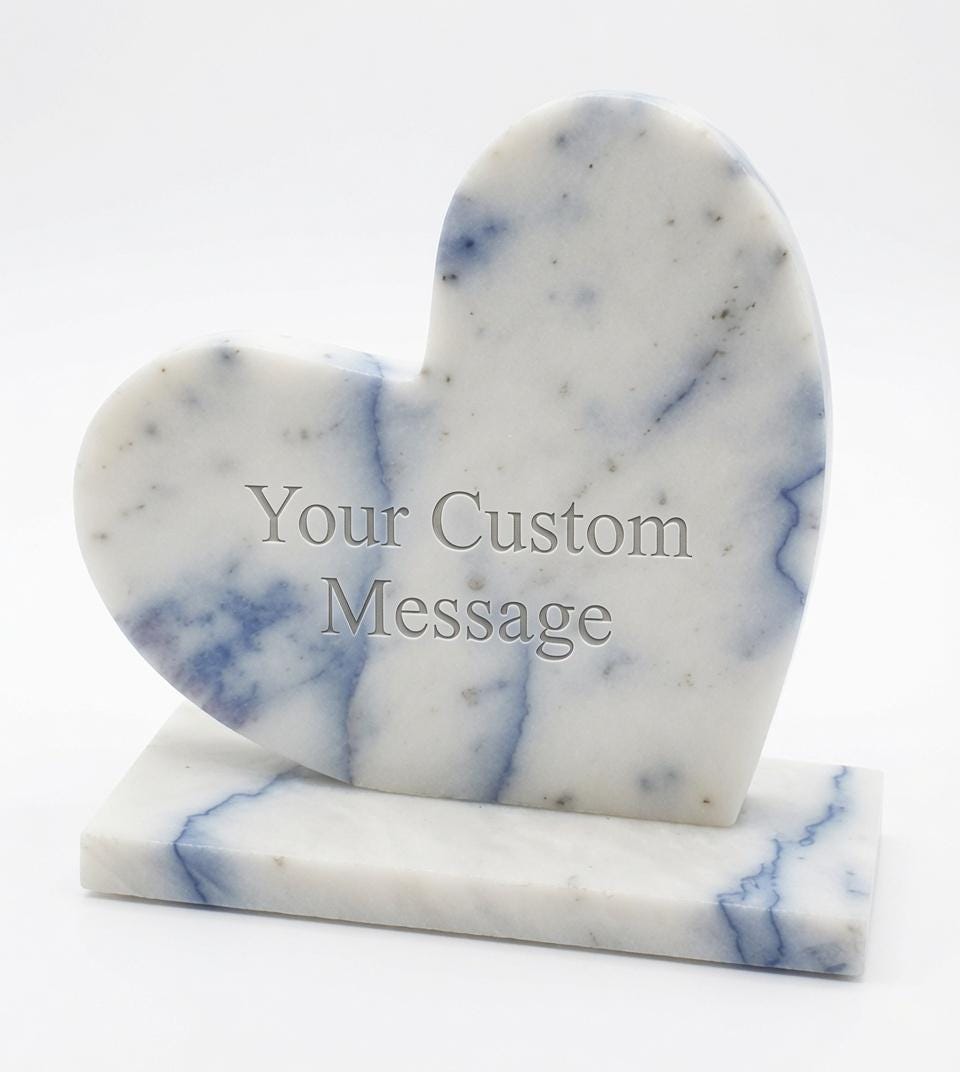 Amethyst Blue Marble Heart 6" polished heart on marble base (personalization engraving  available) (your custom message)