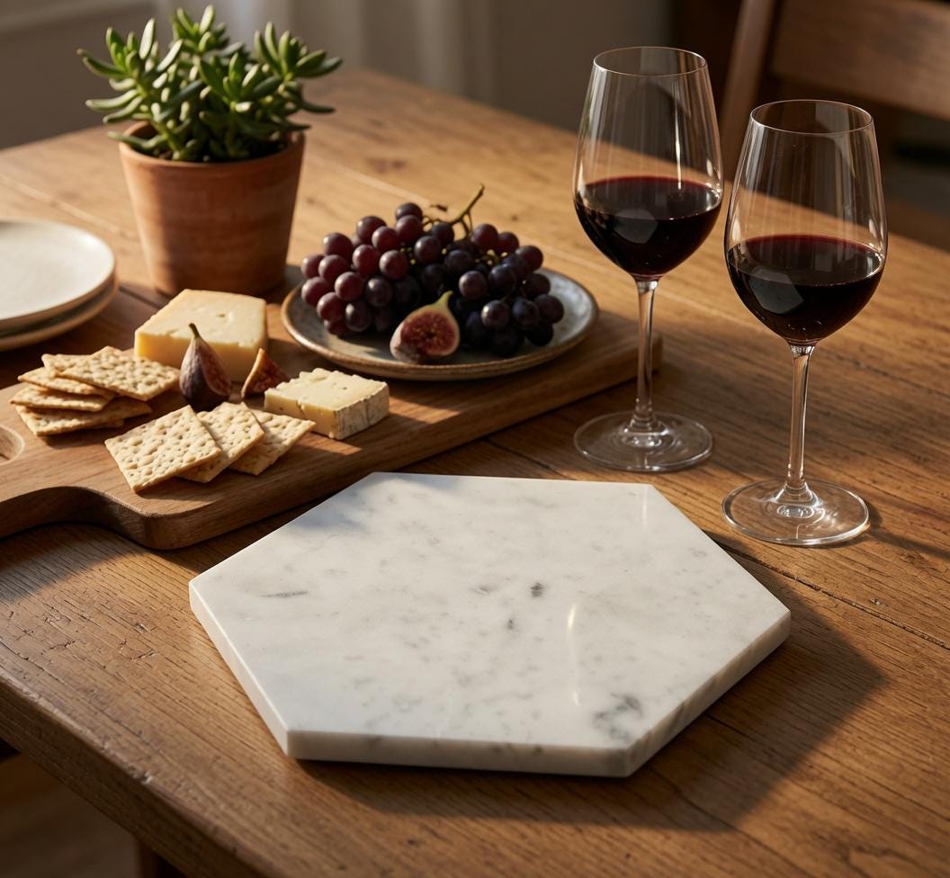 Handmade Bianco Carrara Marble,  Hot plate. Perfect to protect your table from hot pots and pans 12" available in 3 shapes.