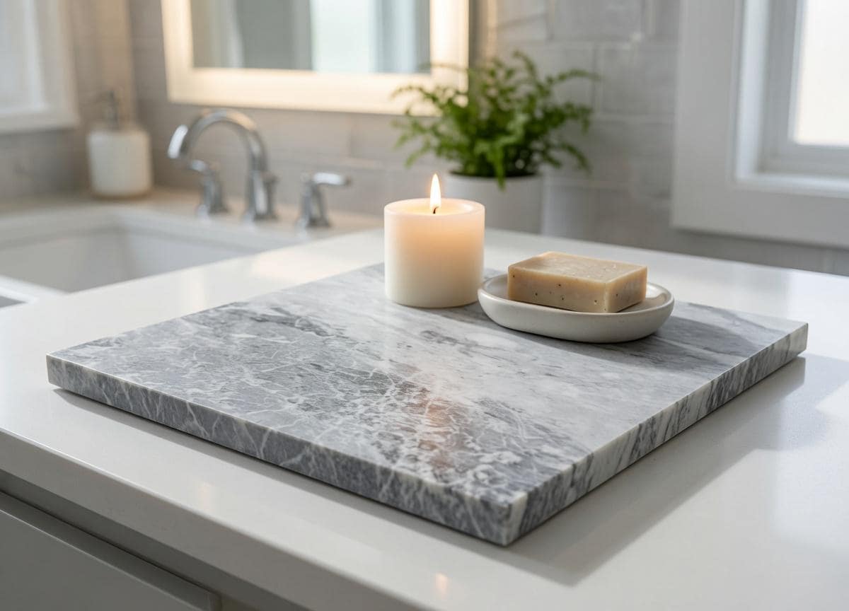 1" thick Bardiglio Gray marble Squares 6",7",8",9",10",11",12",13",14",15",16" available, Trivets,  Art Pedestals. Free Shipping.