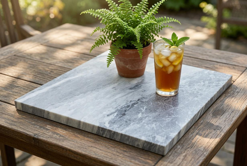 1" thick Bardiglio Gray marble Squares 6",7",8",9",10",11",12",13",14",15",16" available, Trivets,  Art Pedestals. Free Shipping.
