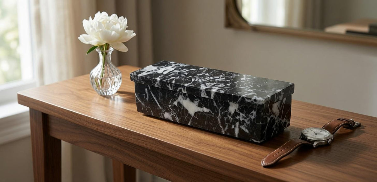 Mixed White Nero Marquina Pill box marble box 7"×2 1/4" height 2 1/2" with weakly pill organizer FREE SHIPPING