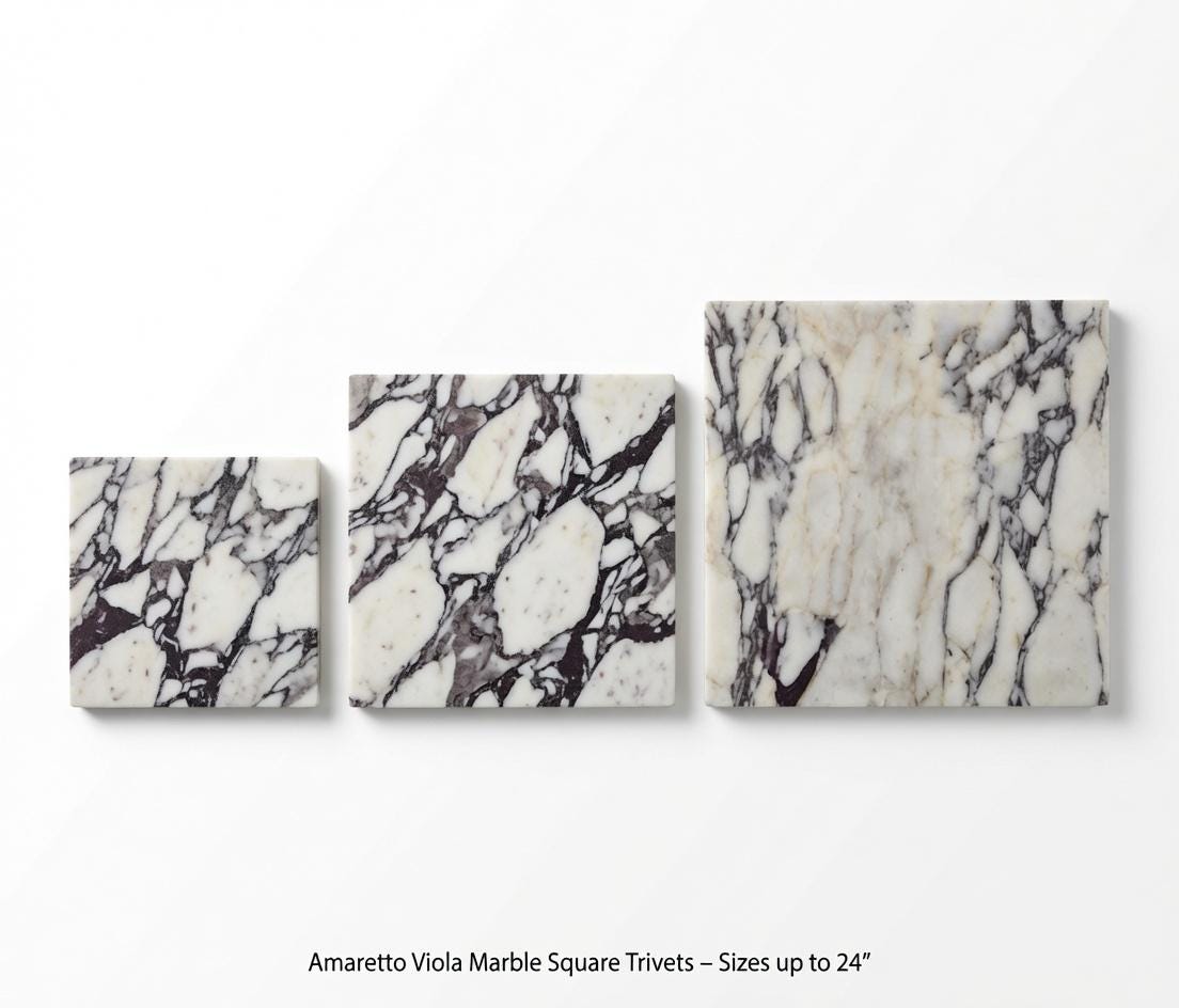 Amaretto Viola Purple Marble Squares Trivets / Tabletops / Decorative Marble Pieces in many sizes FREE SHIPPING