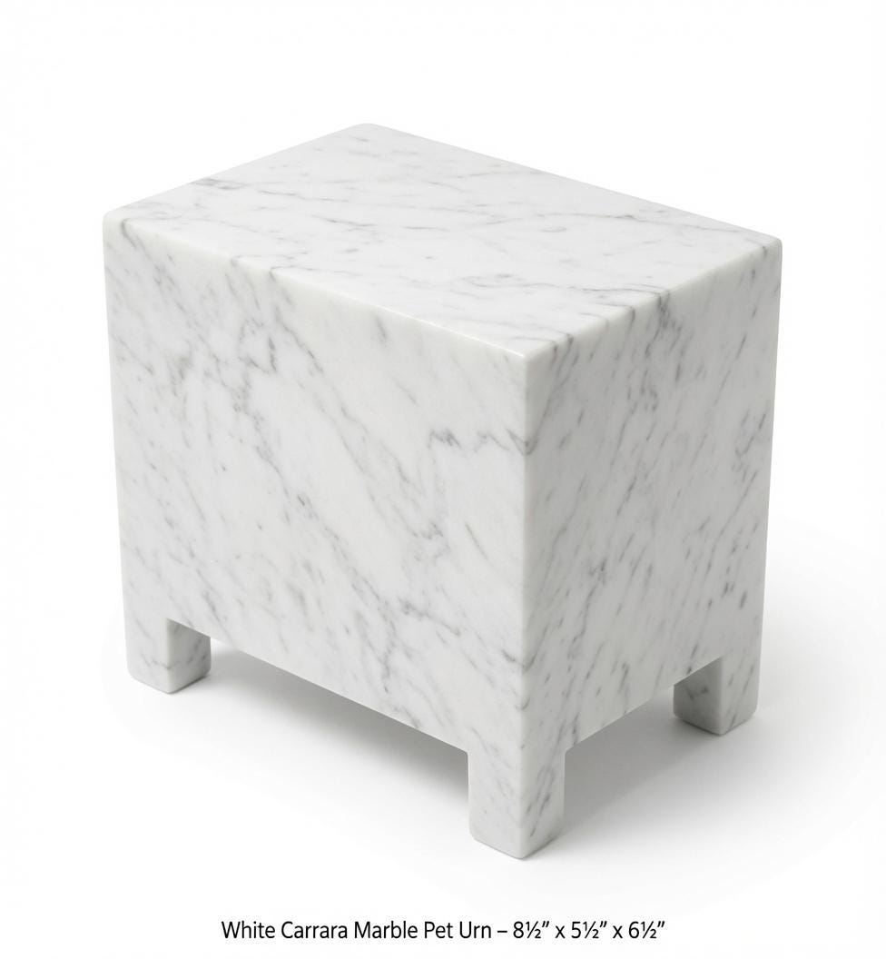 Handmade Stone Pet Urn 8 1/2" x 5 1/2" Height 6 1/2" avaliable in a variety of stone types and colors. Free Shipping.