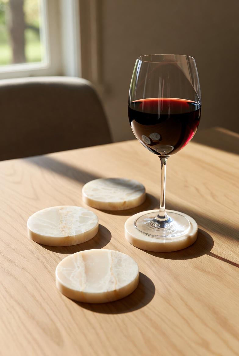 Royal Beige Marble coasters set of 4 coaster round, square, or mix and match. An elegant biege with lighter and darker hues 4" diameter