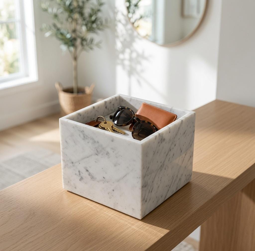 Bianco Carrara Marble Box 8" × 8"  height 8"  am elegant large storage box Free Shipping within The United States
