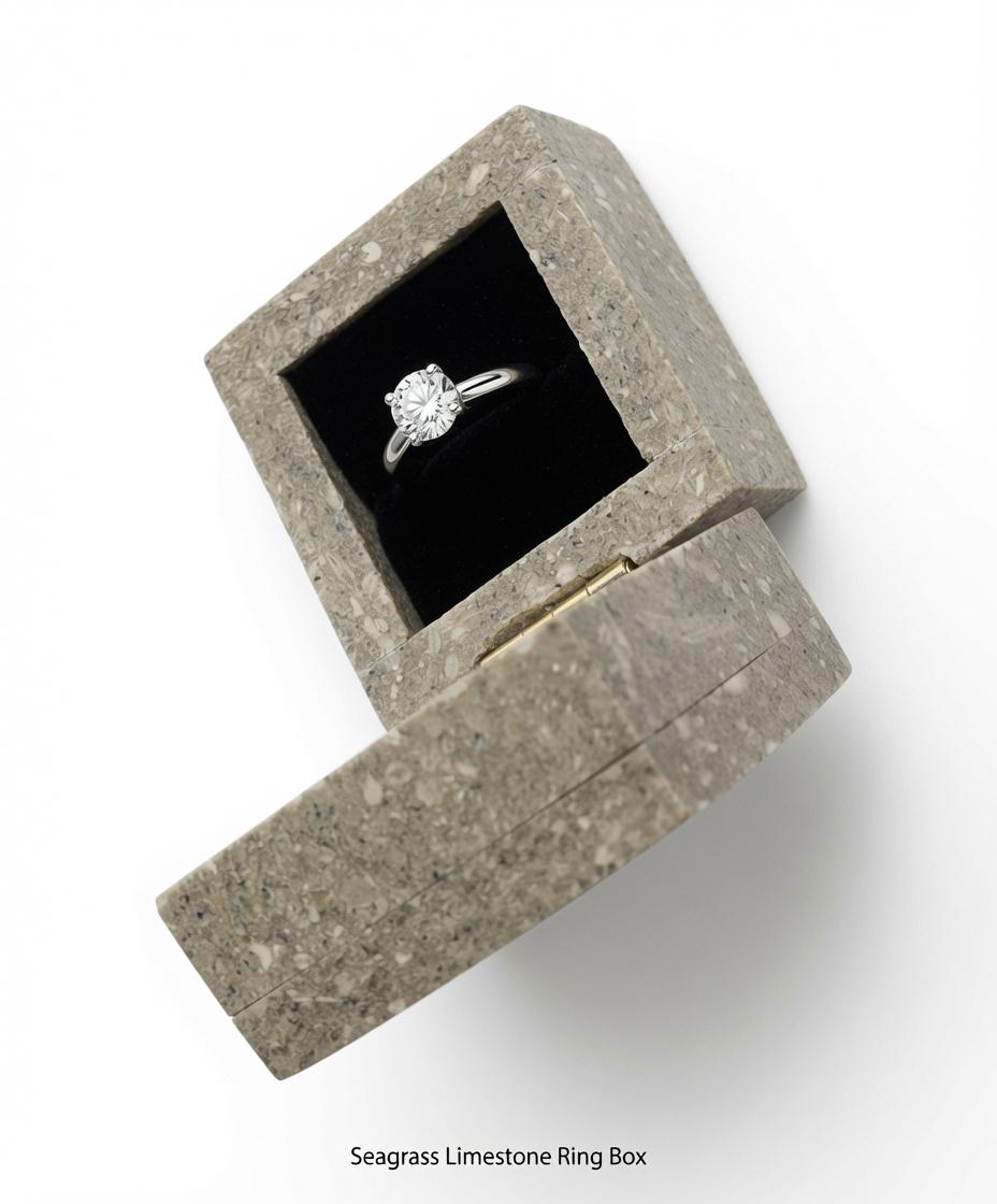 Sea Grass Limestone Ring Box a perfect proposal keepsake or just a timeless beautiful storage box FREE SHIPPING
