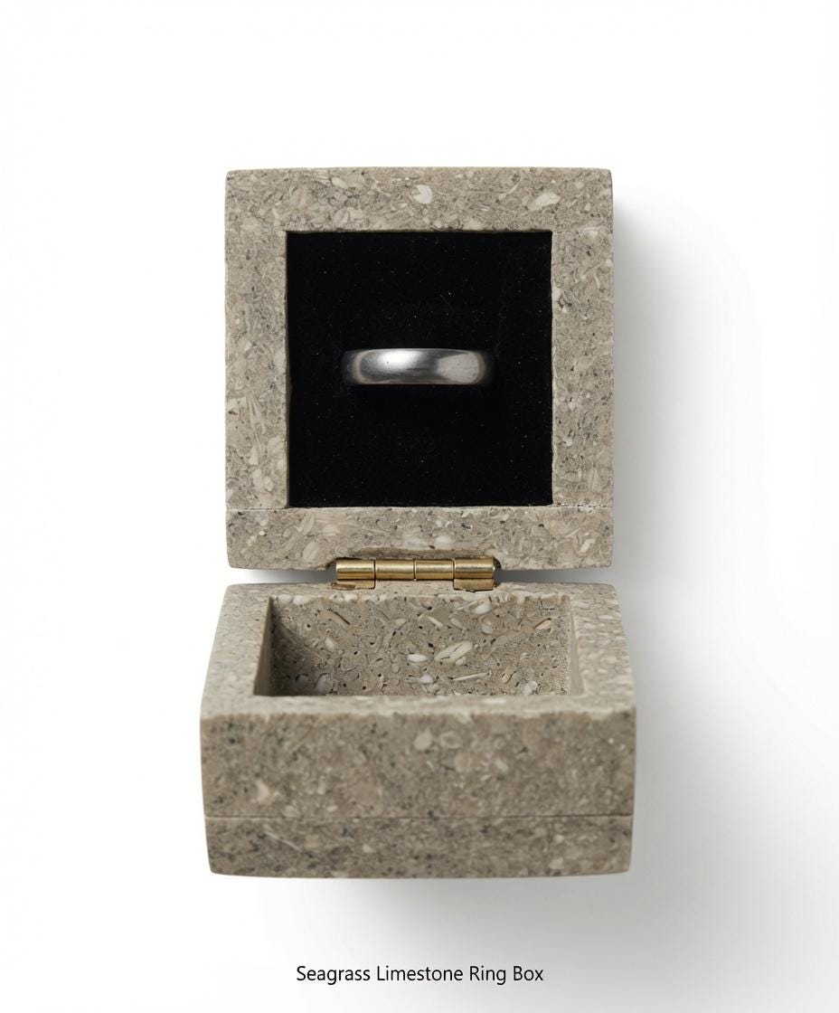 Sea Grass Limestone Ring Box a perfect proposal keepsake or just a timeless beautiful storage box FREE SHIPPING