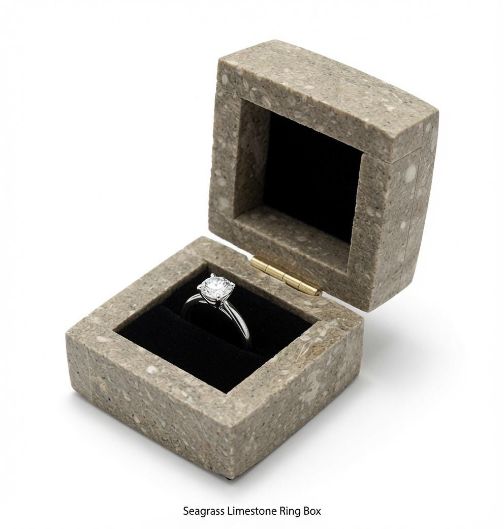 Sea Grass Limestone Ring Box a perfect proposal keepsake or just a timeless beautiful storage box FREE SHIPPING