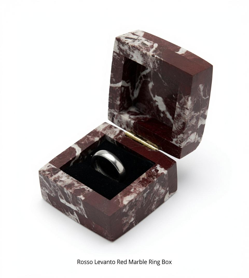Rosso Levanto Red Marble Ring Box a beautiful box perfect for a proposal or display a perfect keepsake that will be treasure forever