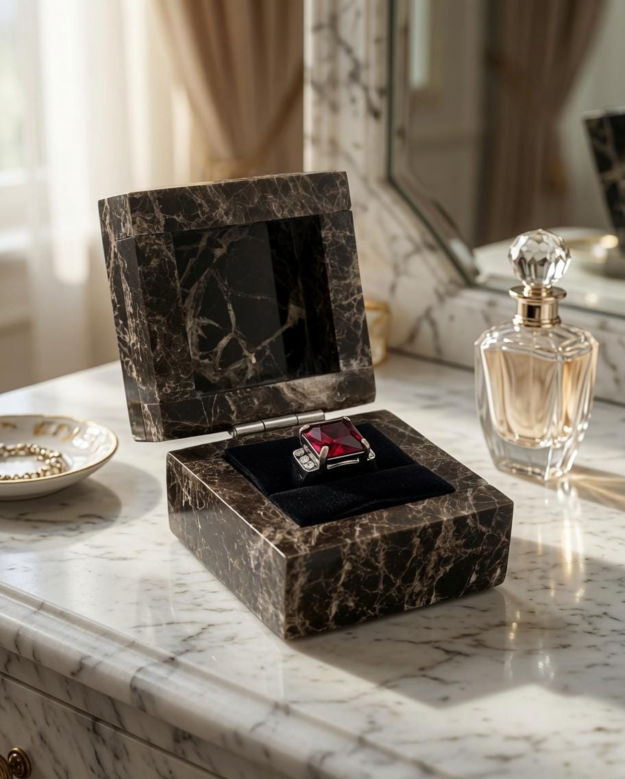 Emperador Dark Marble Ring Box a beautiful box perfect for a proposal or display a perfect keepsake that will be treasure forever