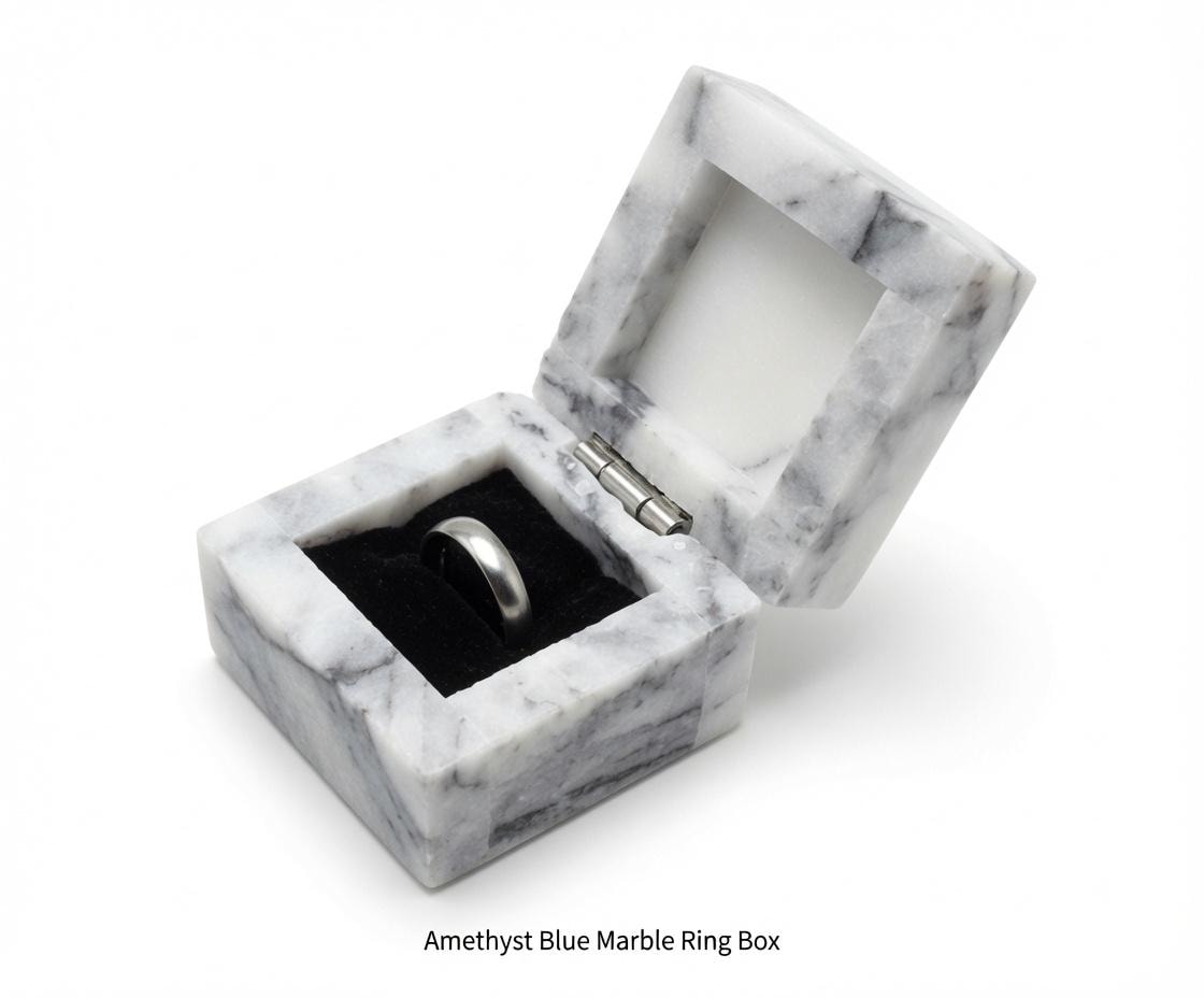 Amethyst Blue Marble Ring Box a beautiful box perfect for a proposal or display a perfect keepsake that will be treasured FREE SHIPPING