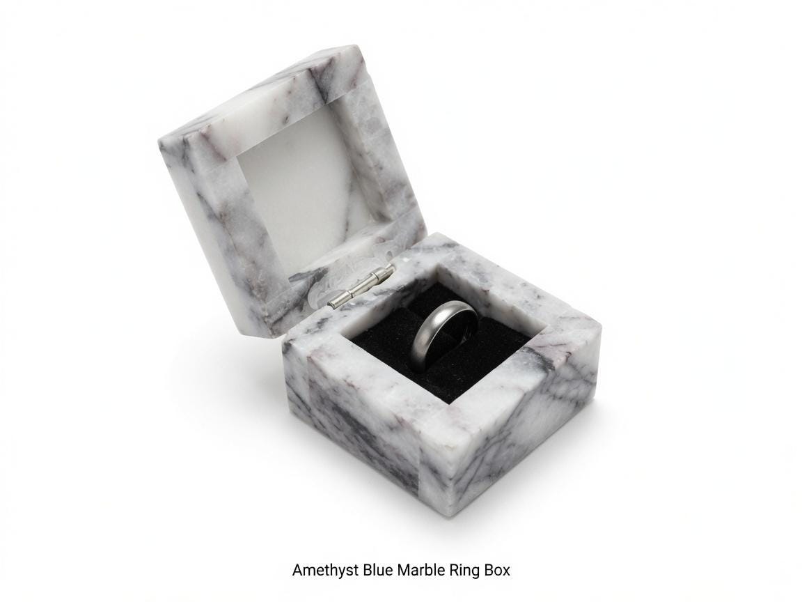 Amethyst Blue Marble Ring Box a beautiful box perfect for a proposal or display a perfect keepsake that will be treasured FREE SHIPPING