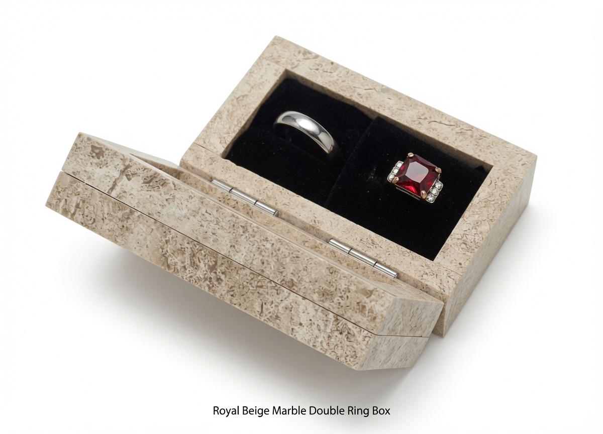 Royal Beige Marble Double Ring Box a beautiful box perfect for a proposal or display a perfect keepsake that will be treasure forever