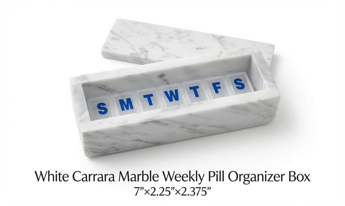 Marble Box weekly pill organizer box 7"×2 1/4" height 2 3/8" available in a variety of stone types with weakly pill organizer FREE SHIPPING