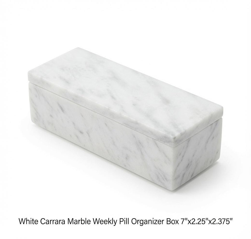 Marble Box weekly pill organizer box 7"×2 1/4" height 2 3/8" available in a variety of stone types with weakly pill organizer FREE SHIPPING