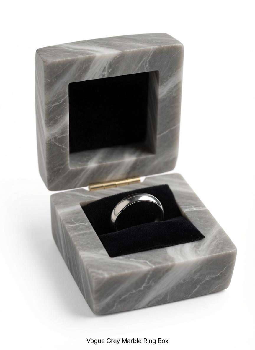 Vogue Grey Marble Ring Box a perfect proposal keepsake or just a timeless beautiful storage box FREE SHIPPING