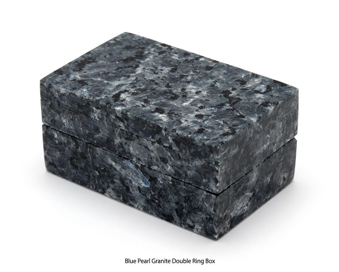 Blue Pearl Granite Double Ring Box a beautiful box perfect for a proposal or display a perfect keepsake that will be treasure forever