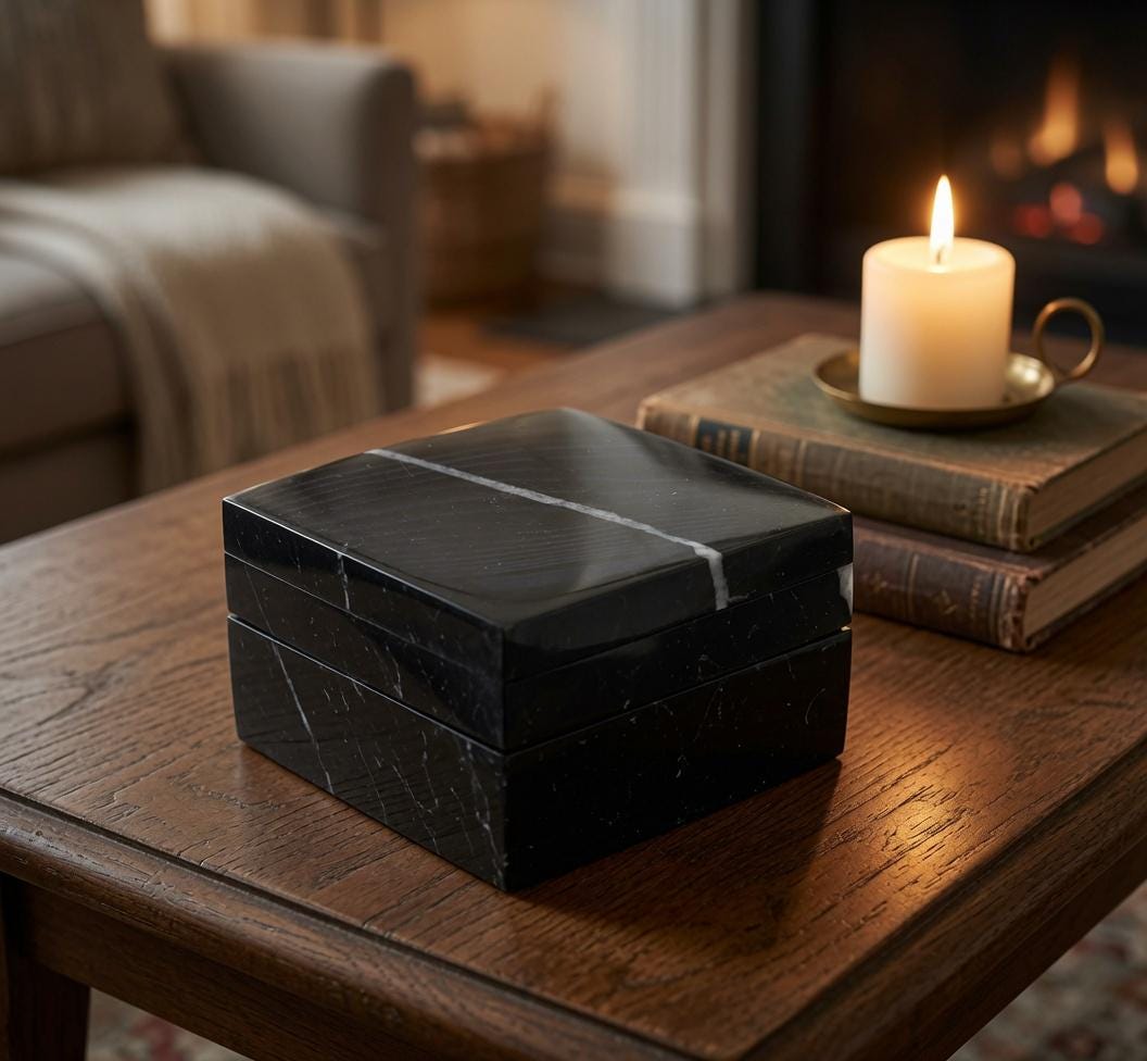 Nero Marquina Marble Ring Box a beautiful box perfect for a proposal or display a perfect keepsake that will be treasure forever