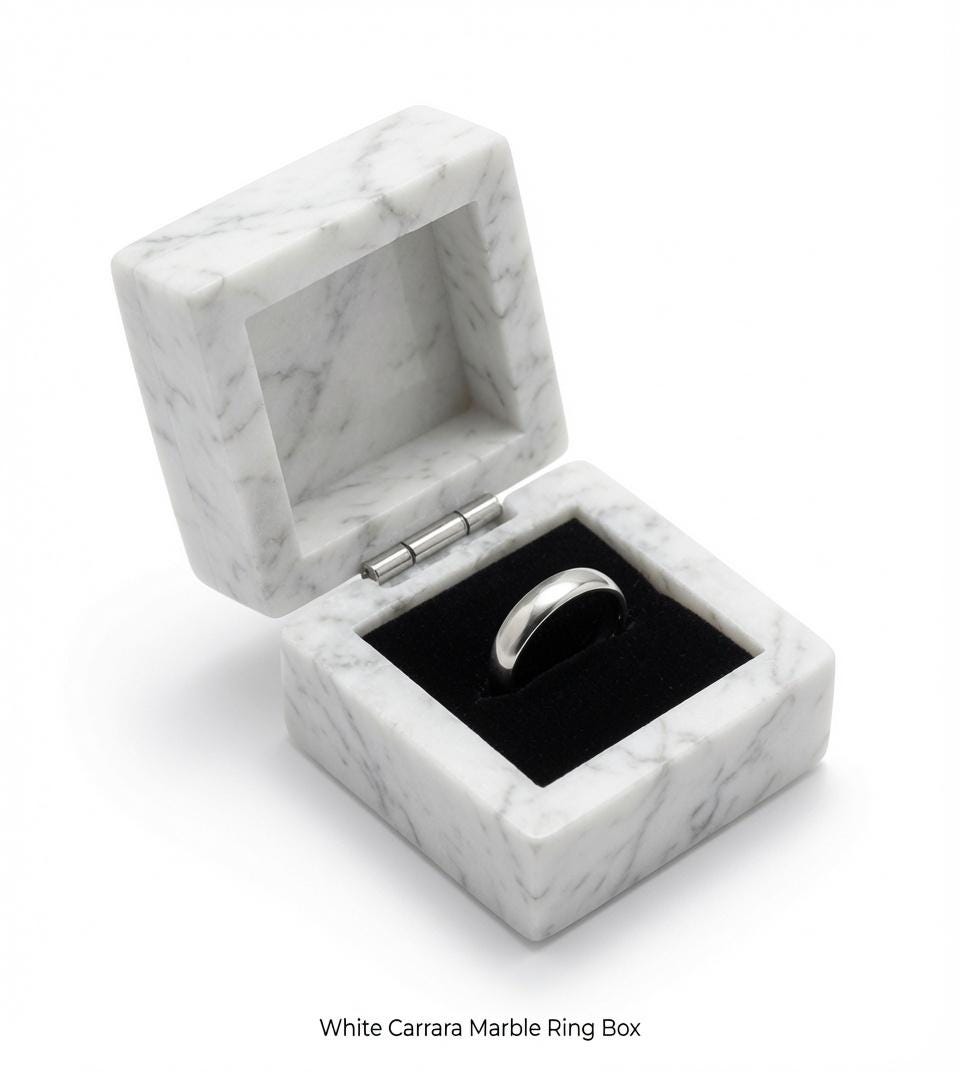 White Carrara Marble Ring Box a beautiful box perfect for a proposal or display a perfect keepsake that will be treasure forever