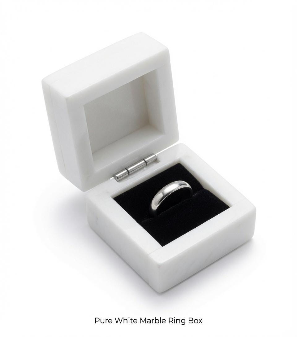 White Carrara Marble Ring Box a beautiful box perfect for a proposal or display a perfect keepsake that will be treasure forever