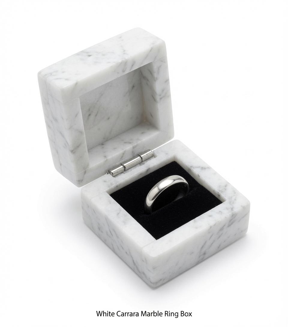 White Carrara Marble Ring Box a beautiful box perfect for a proposal or display a perfect keepsake that will be treasure forever