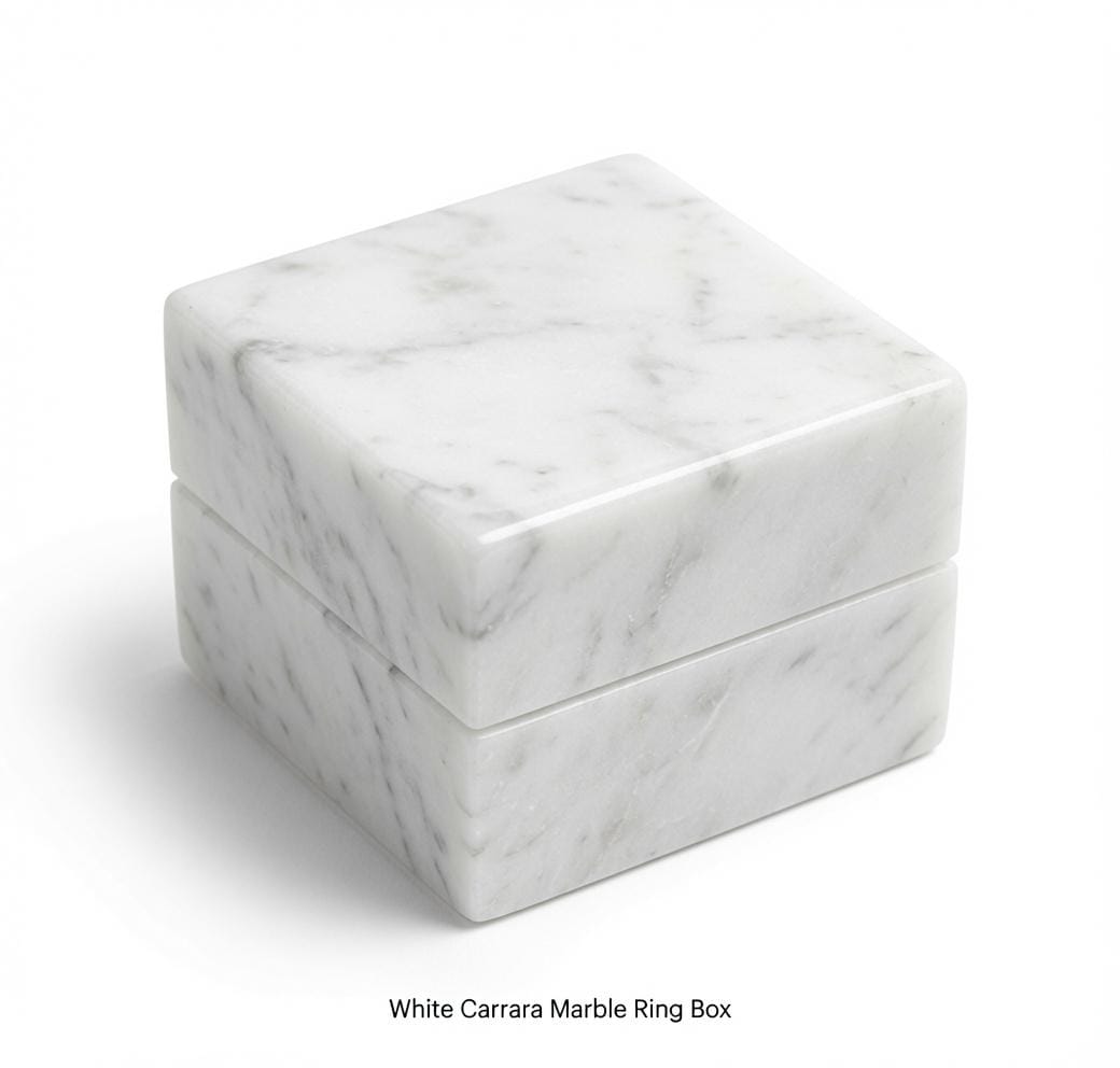 White Carrara Marble Ring Box a beautiful box perfect for a proposal or display a perfect keepsake that will be treasure forever