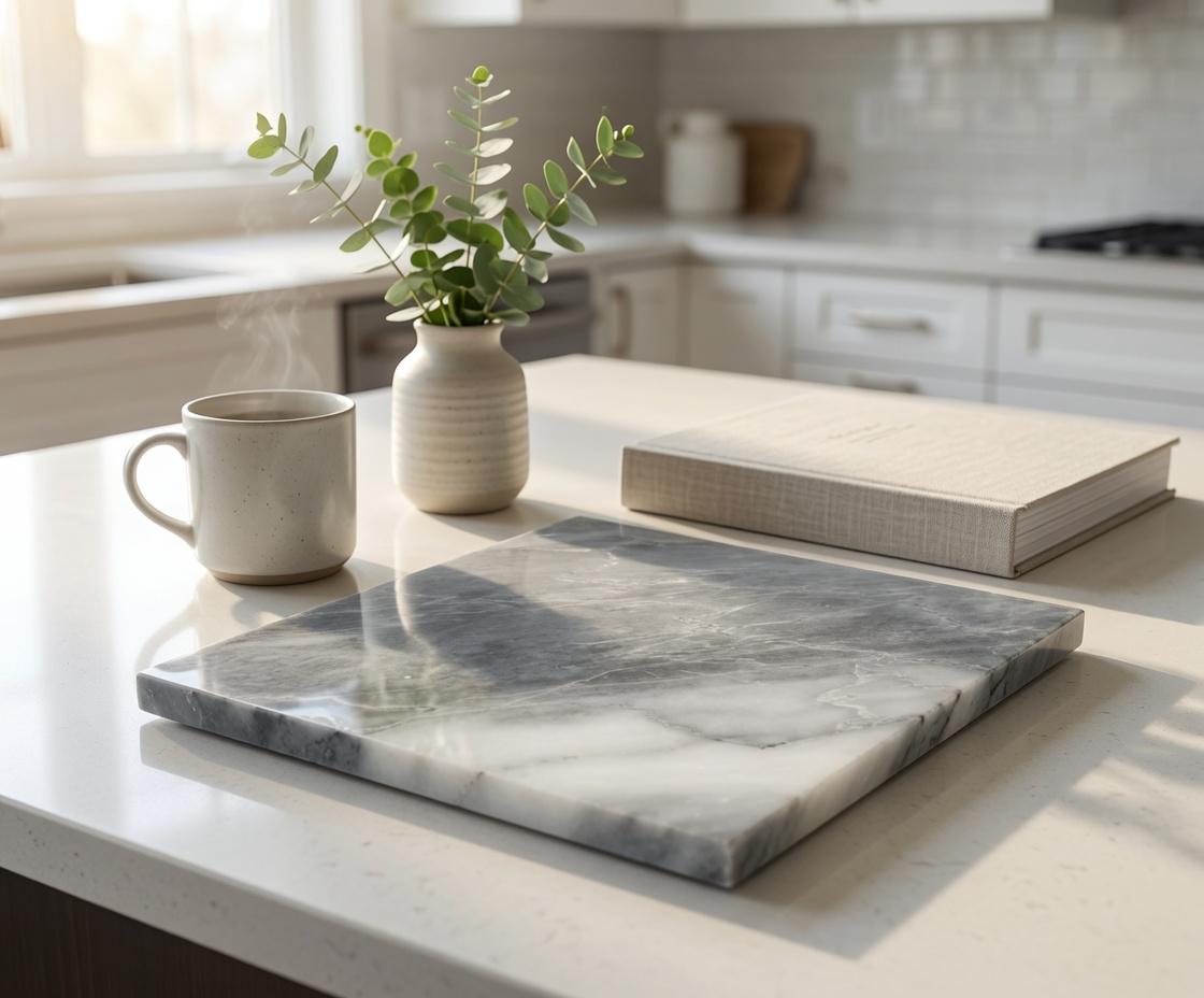 Vogue Gray Marble Square Handmade Tray/Trivet Available in various sizes 6" to 18" perfect centerpiece Free Shipping