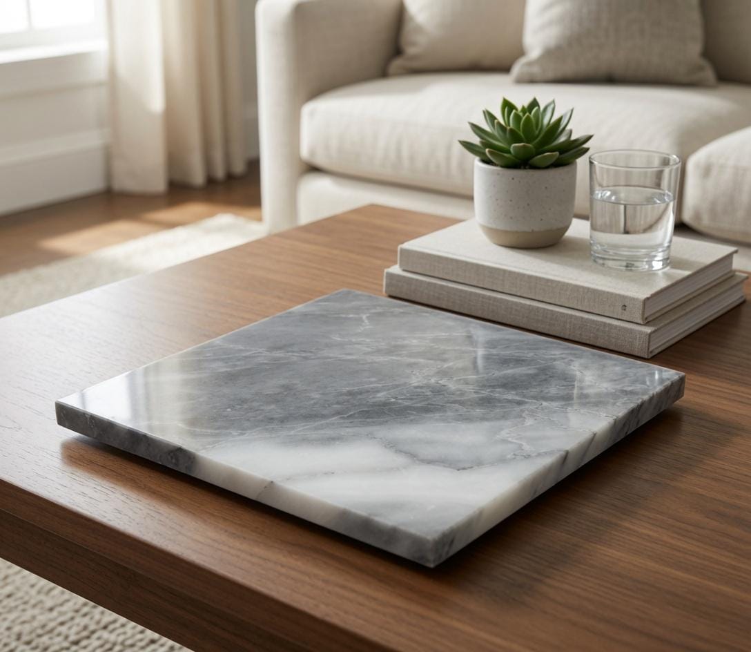 Vogue Gray Marble Square Handmade Tray/Trivet Available in various sizes 6" to 18" perfect centerpiece Free Shipping