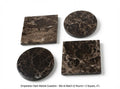 Emperador Dark Marble coasters, set of four 4" diameter coasters, available in round and square.