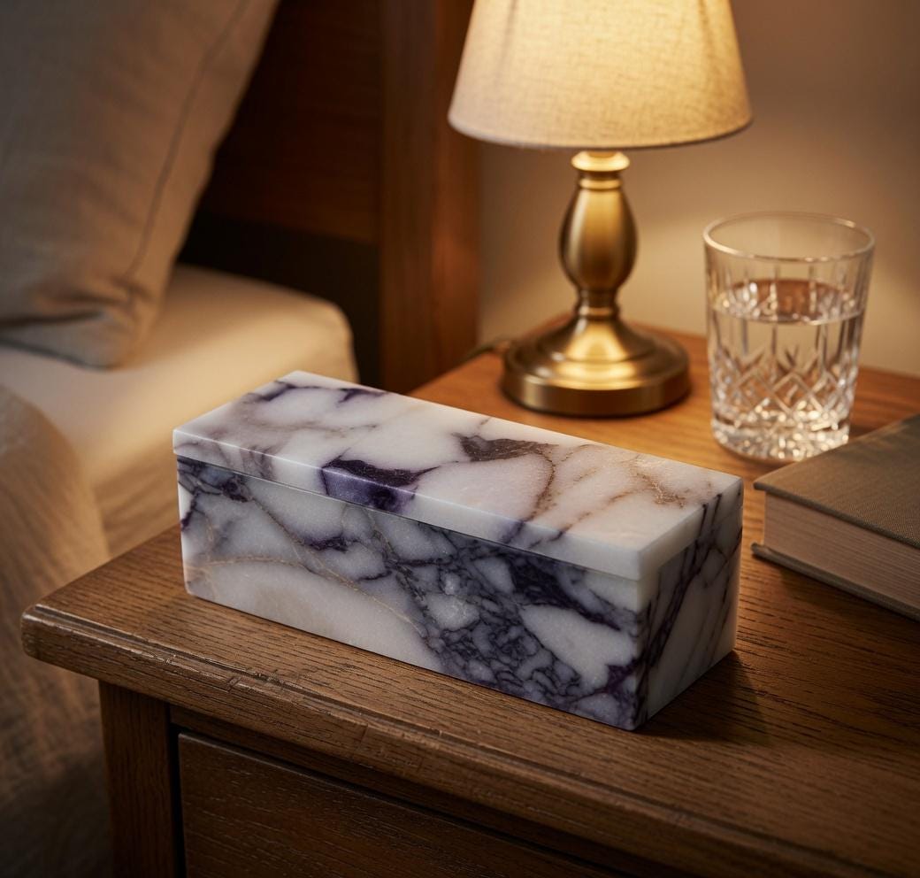 Amaretto Viola Purple Marble Pill box marble box 7"×2 1/4" height 2 3/8" box with weakly pill organizer FREE SHIPPING