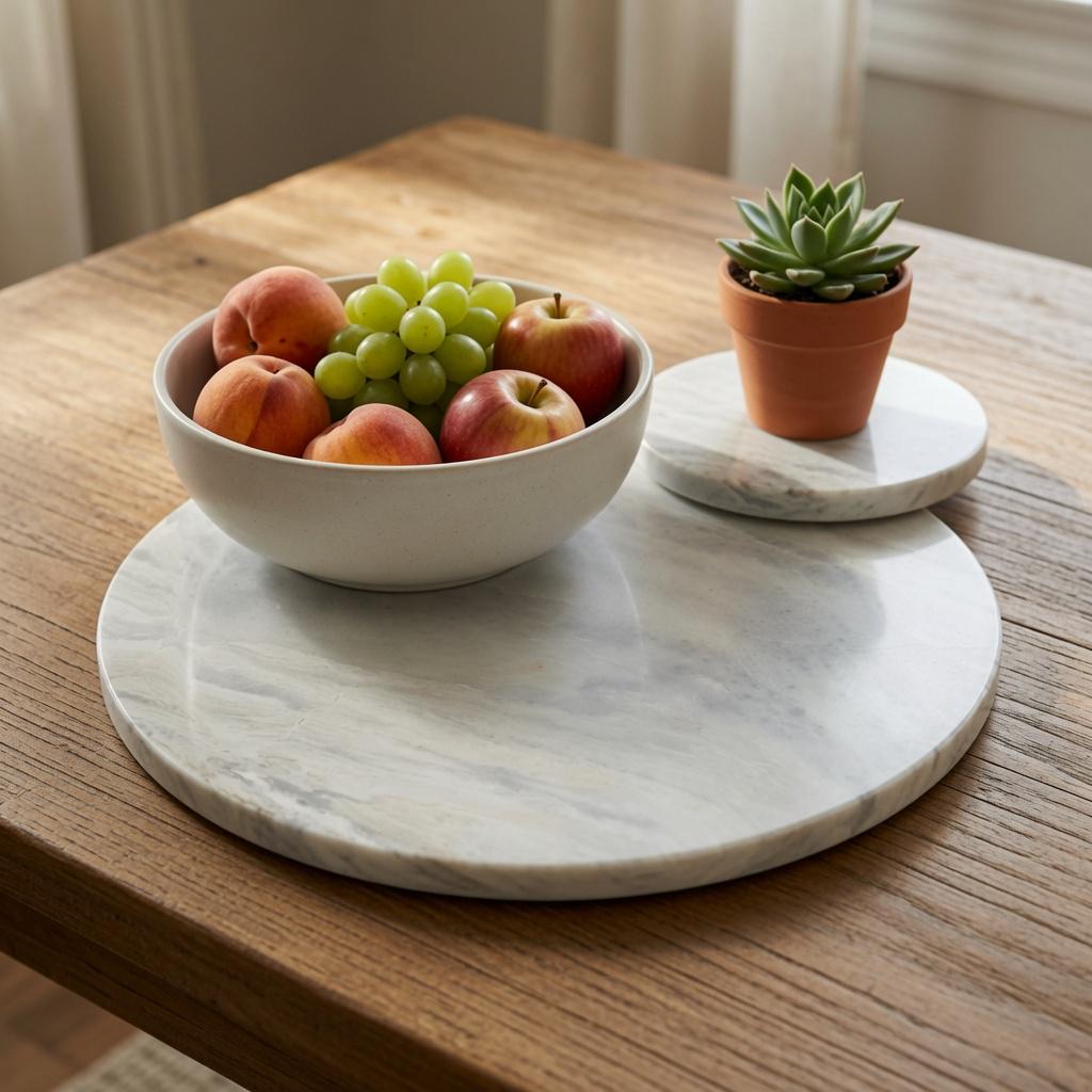 Sienna Azul Marble 1/2 inch thick circles diameter available 6" to 24"perfect for centerpiece art base. our for your elegant table top