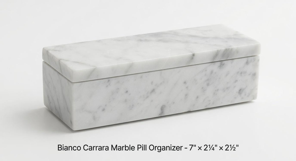 Marble Box weekly pill organizer box 7"×2 1/4" height 2 3/8" available in a variety of stone types with weakly pill organizer FREE SHIPPING