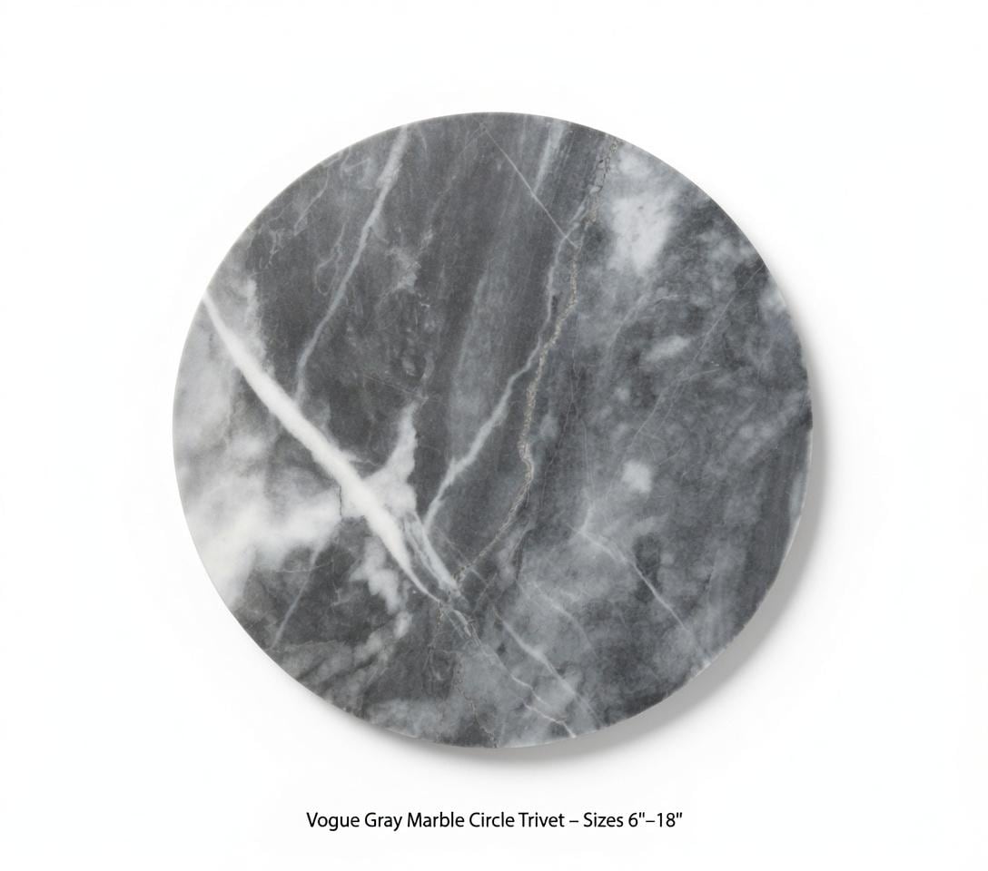 Vogue Gray Marble Circle Handmade Tray/Trivet Available in various sizes 6" to 18" perfect centerpiece Free Shipping